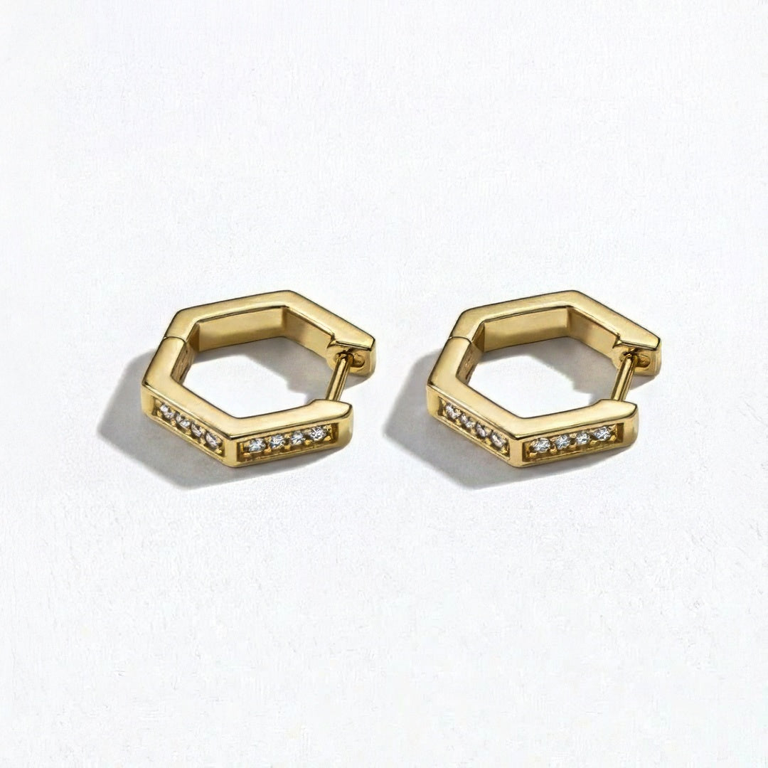 Boucles d'oreilles créoles plaqué or 18K zirconium 1,5 cm Baby Geo Bellaime 4