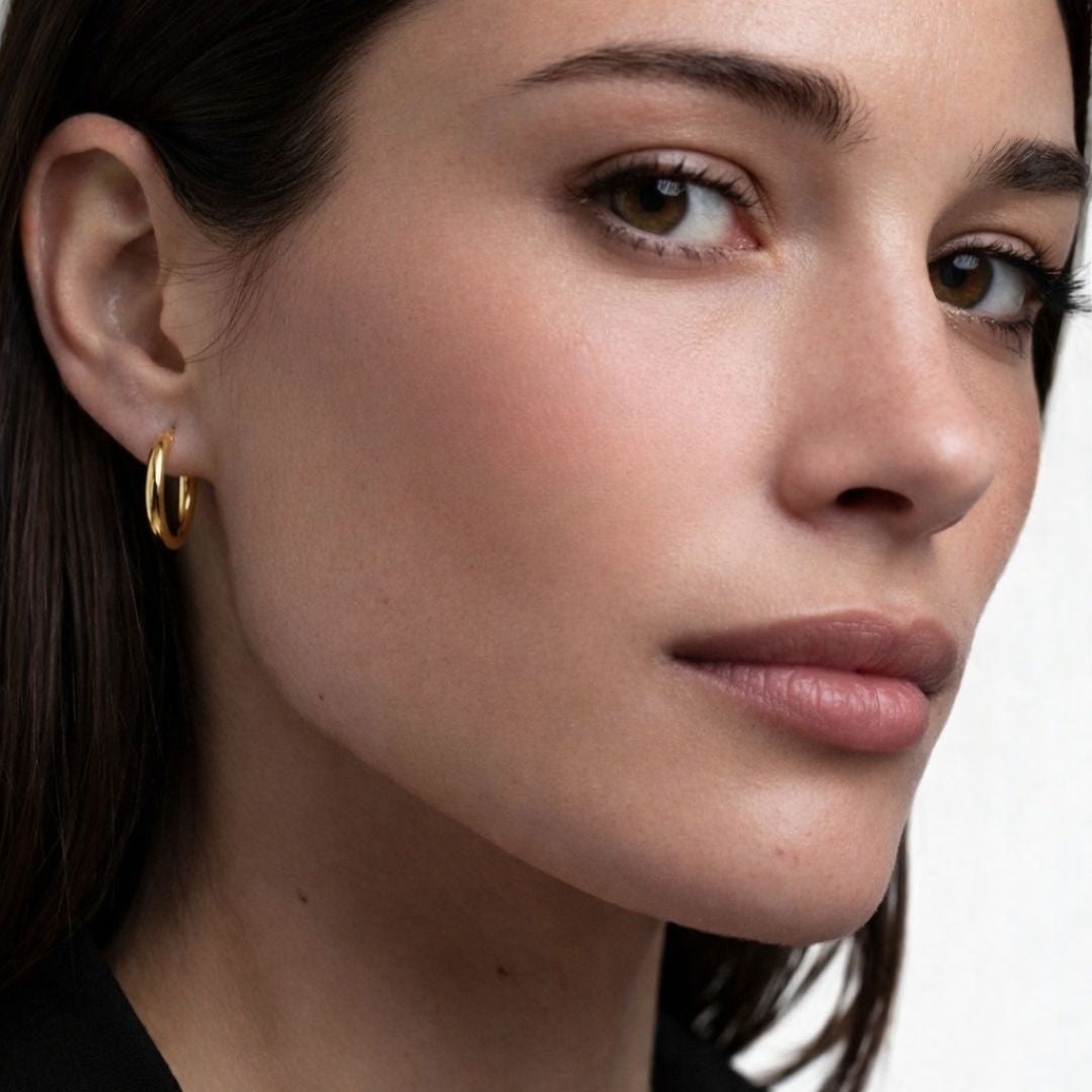 Boucles d'oreilles créoles plaqué or 18K 1,4 cm Basic & Perfect Bellaime 2