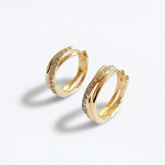 Boucles d'oreilles créoles plaqué or 18K zirconium 2 cm Carla Bellaime