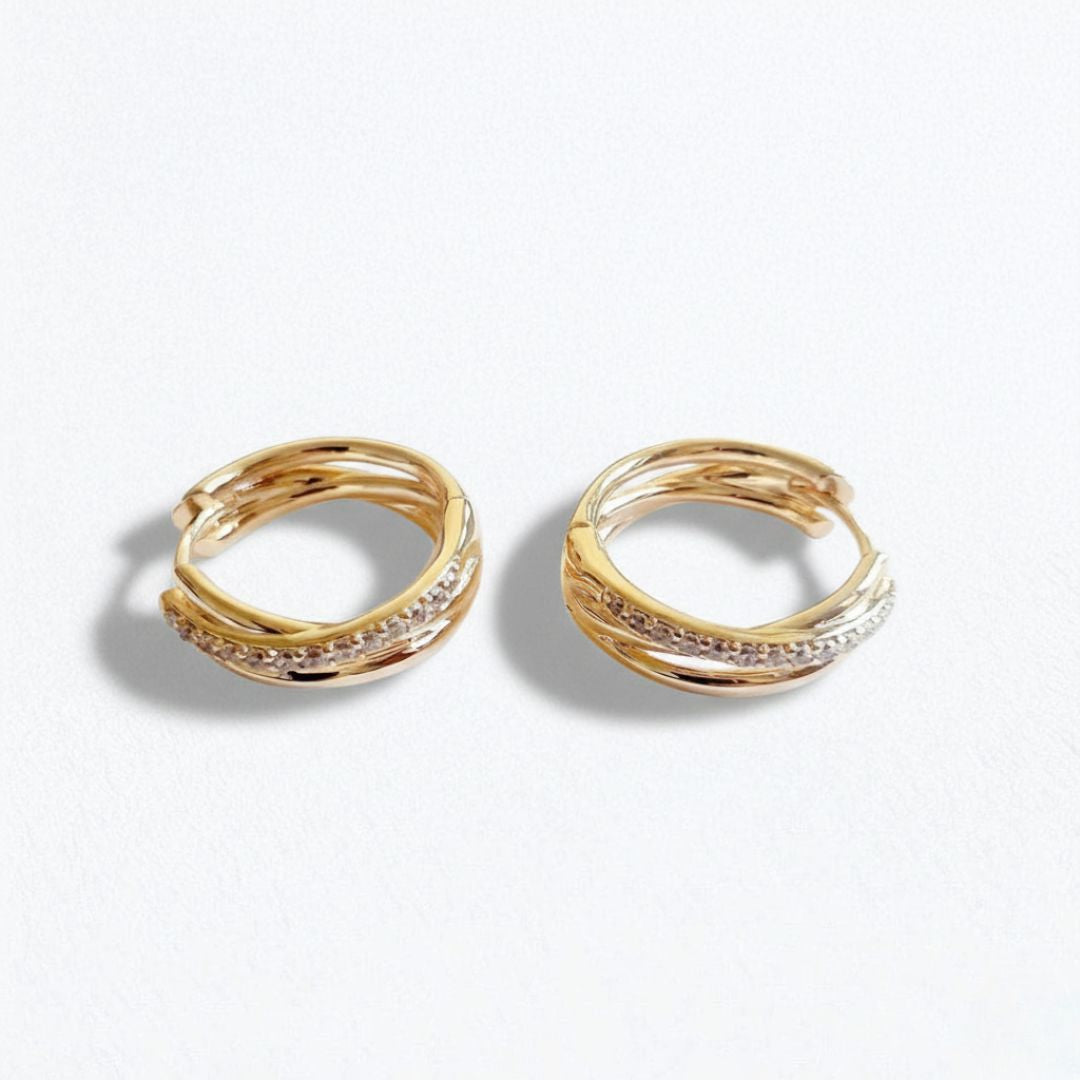 Boucles d'oreilles créoles plaqué or 18K zirconium 2 cm Carla Bellaime 6