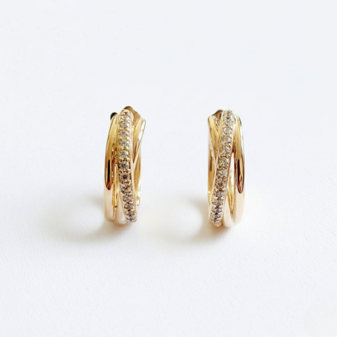 Boucles d'oreilles créoles plaqué or 18K zirconium 2 cm Carla Bellaime 7