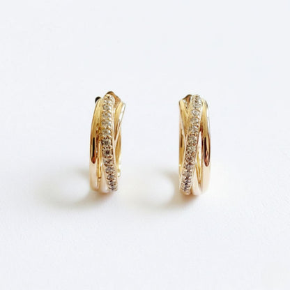 Boucles d'oreilles créoles plaqué or 18K zirconium 2 cm Carla Bellaime 7