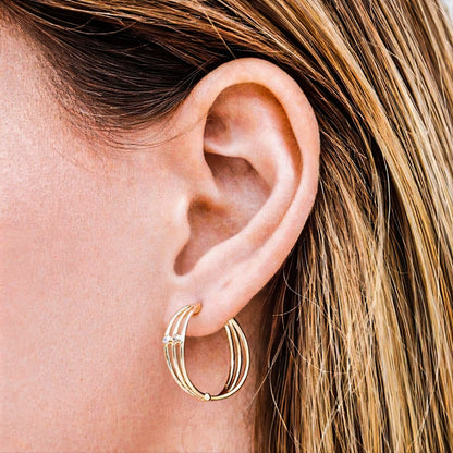 Boucles d'oreilles créoles plaqué or 18k zirconium 2 cm Jonah Bellaime 2