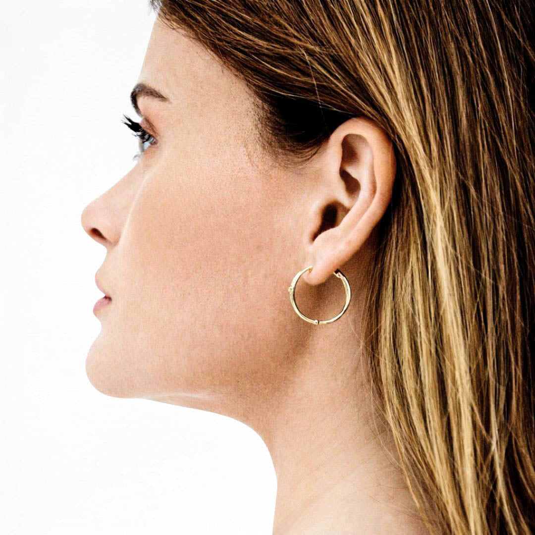 Boucles d'oreilles créoles plaqué or 18k zirconium 2 cm Jonah Bellaime 4