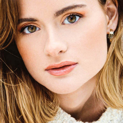 Boucles d'oreilles créoles plaqué or 18k zirconium 2 cm Jonah Bellaime 5