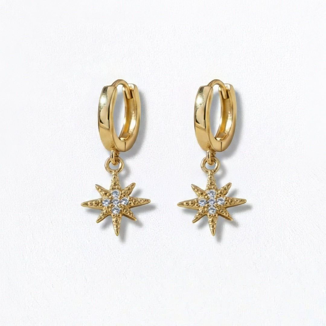 Boucles d'oreilles étoile créoles plaqué or 18K Lightstar Bellaime