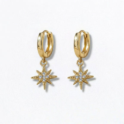 Boucles d'oreilles étoile créoles plaqué or 18K Lightstar Bellaime