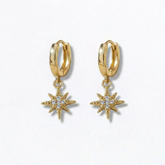 Boucles d'oreilles étoile créoles plaqué or 18K Lightstar Bellaime