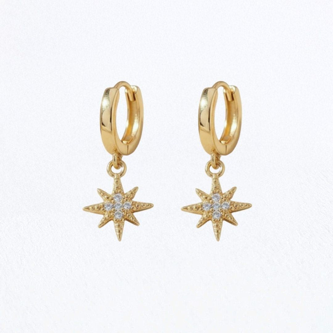 Boucles d'oreilles étoile créoles plaqué or 18K Lightstar Bellaime
