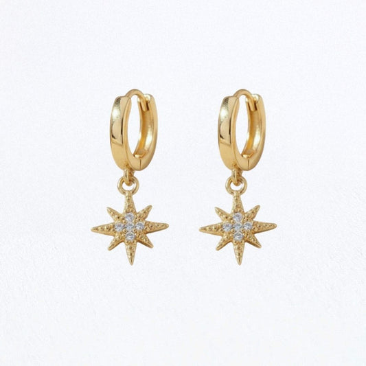 Boucles d'oreilles étoile créoles plaqué or 18K Lightstar Bellaime