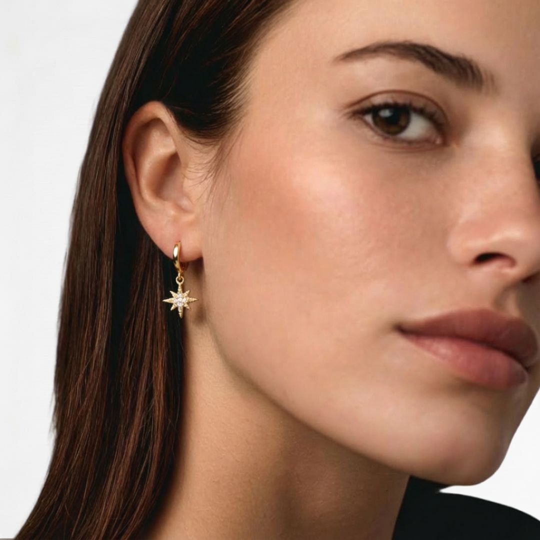 Boucles d'oreilles étoile créoles plaqué or 18K Lightstar Bellaime 2