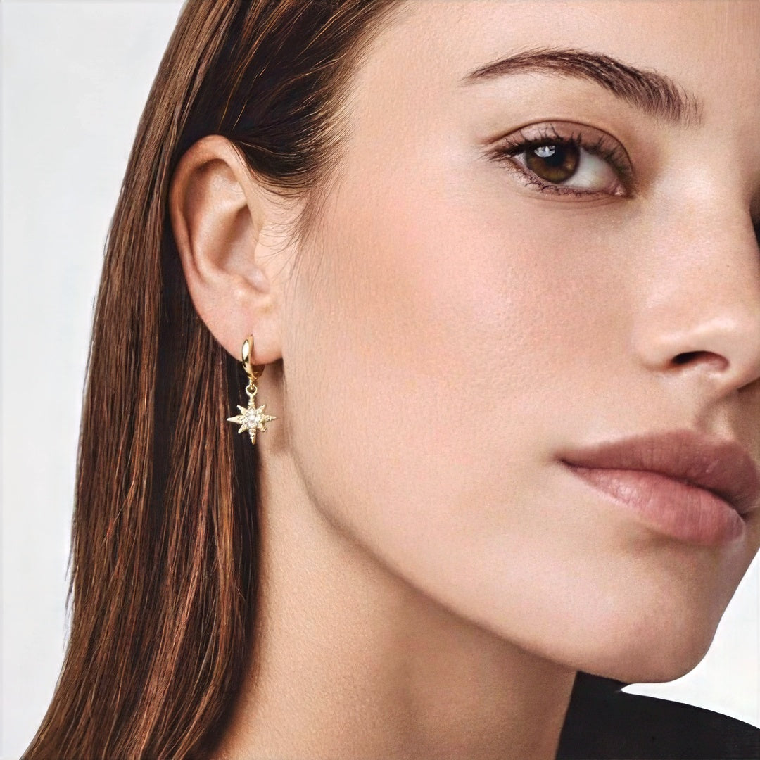 Boucles d'oreilles étoile créoles plaqué or 18K Lightstar Bellaime 2