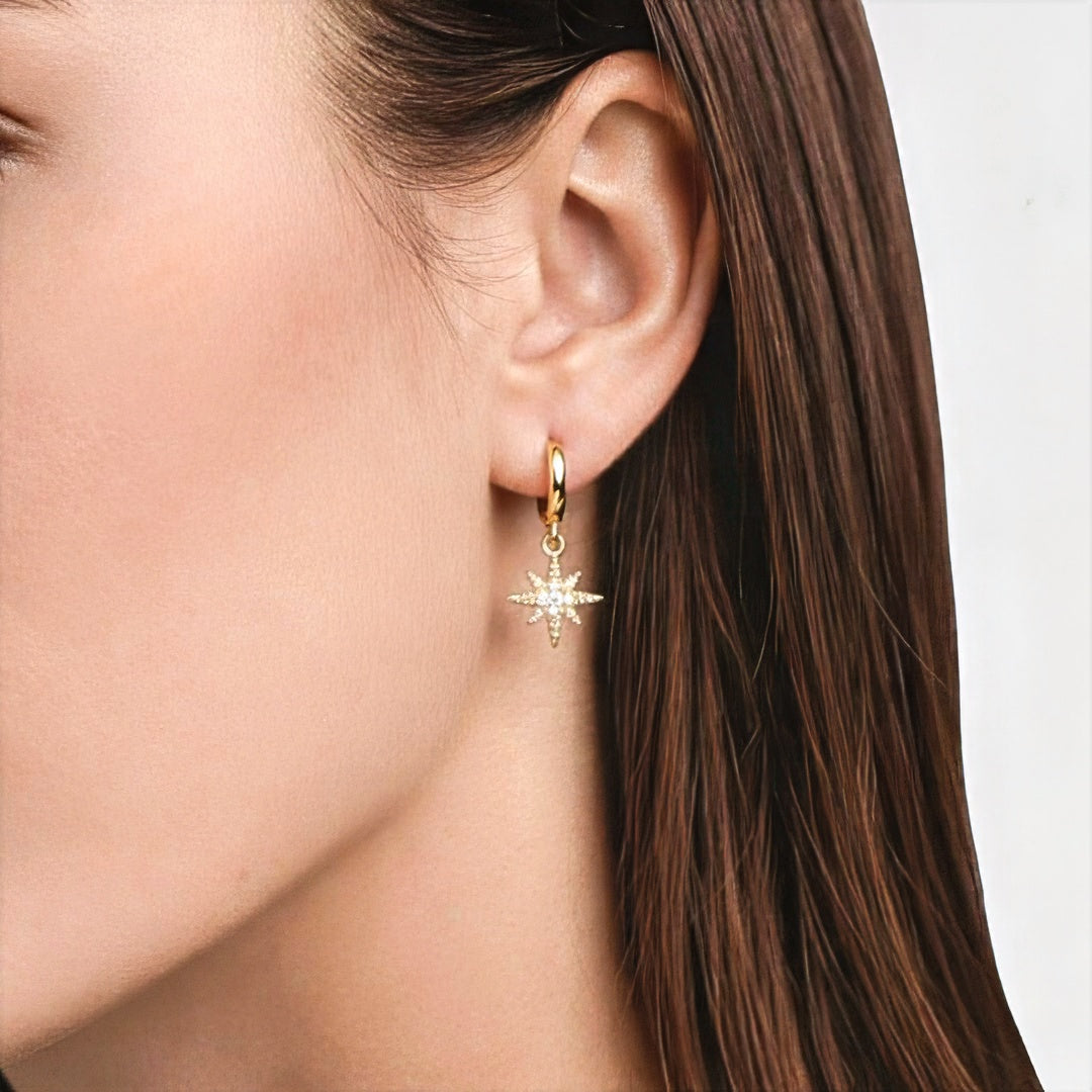 Boucles d'oreilles étoile créoles plaqué or 18K Lightstar Bellaime 3