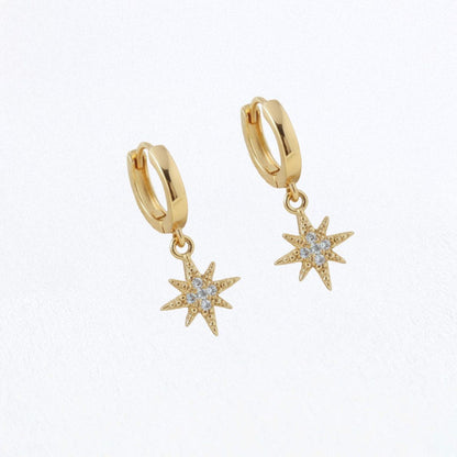 Boucles d'oreilles étoile créoles plaqué or 18K Lightstar Bellaime 4
