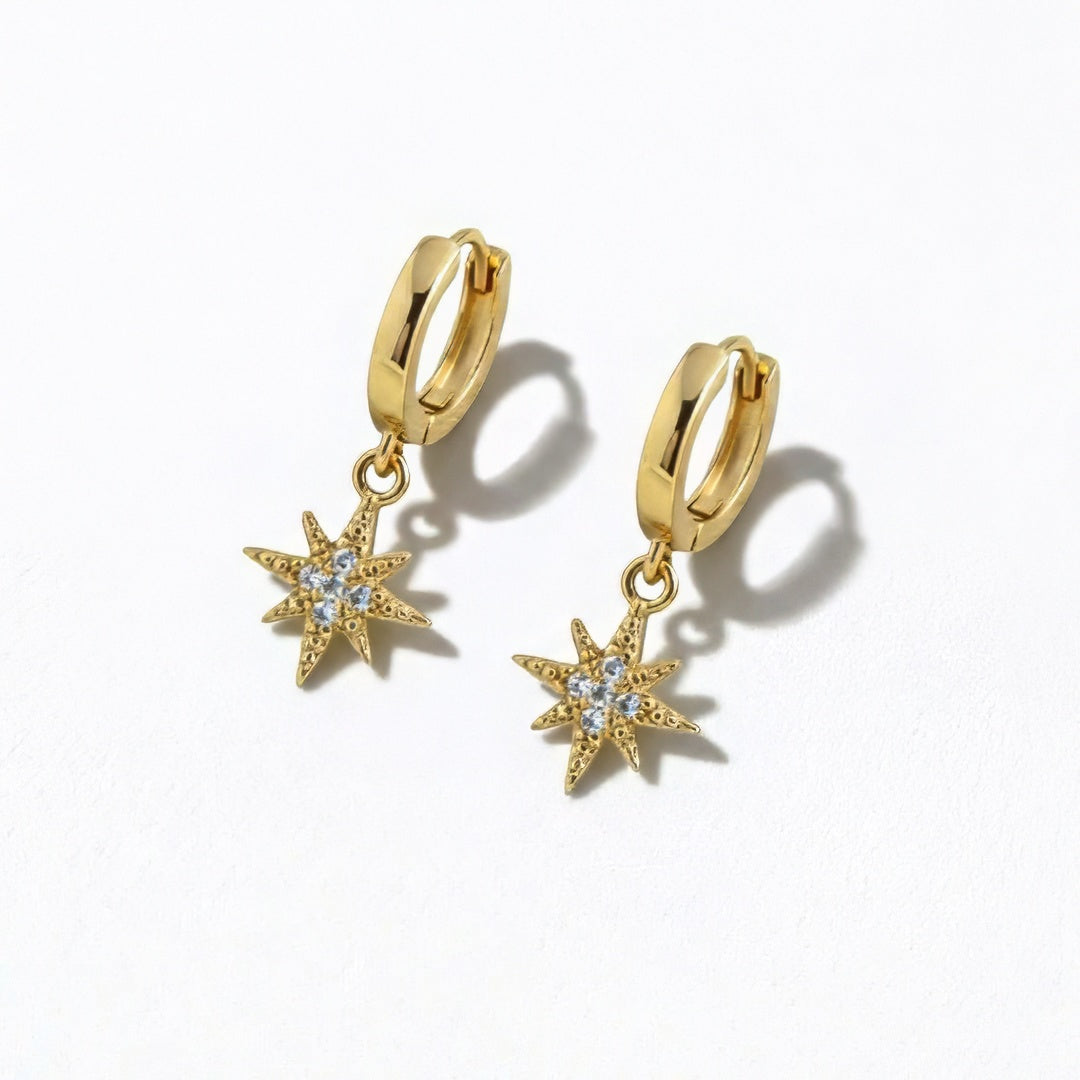 Boucles d'oreilles étoile créoles plaqué or 18K Lightstar Bellaime 4