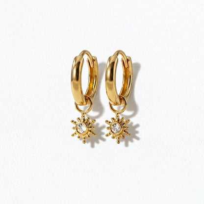 Boucles d'oreilles soleil créoles plaqué or 18K Sun Bellaime