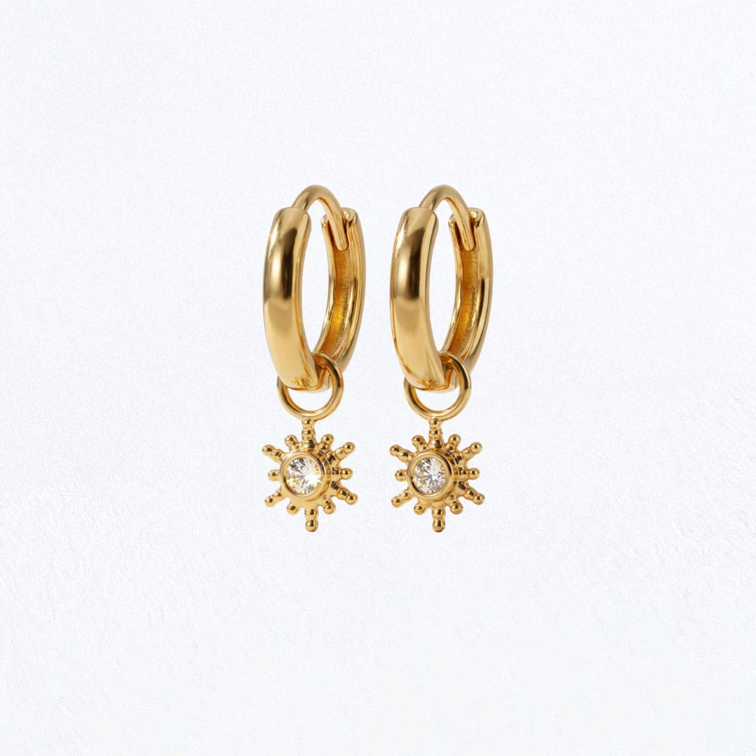 Boucles d'oreilles soleil créoles plaqué or 18K Sun Bellaime