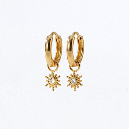 Boucles d'oreilles soleil créoles plaqué or 18K Sun Bellaime