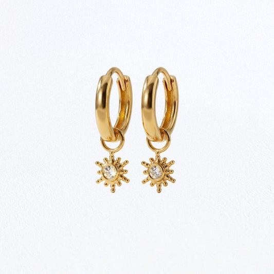 Boucles d'oreilles soleil créoles plaqué or 18K Sun Bellaime