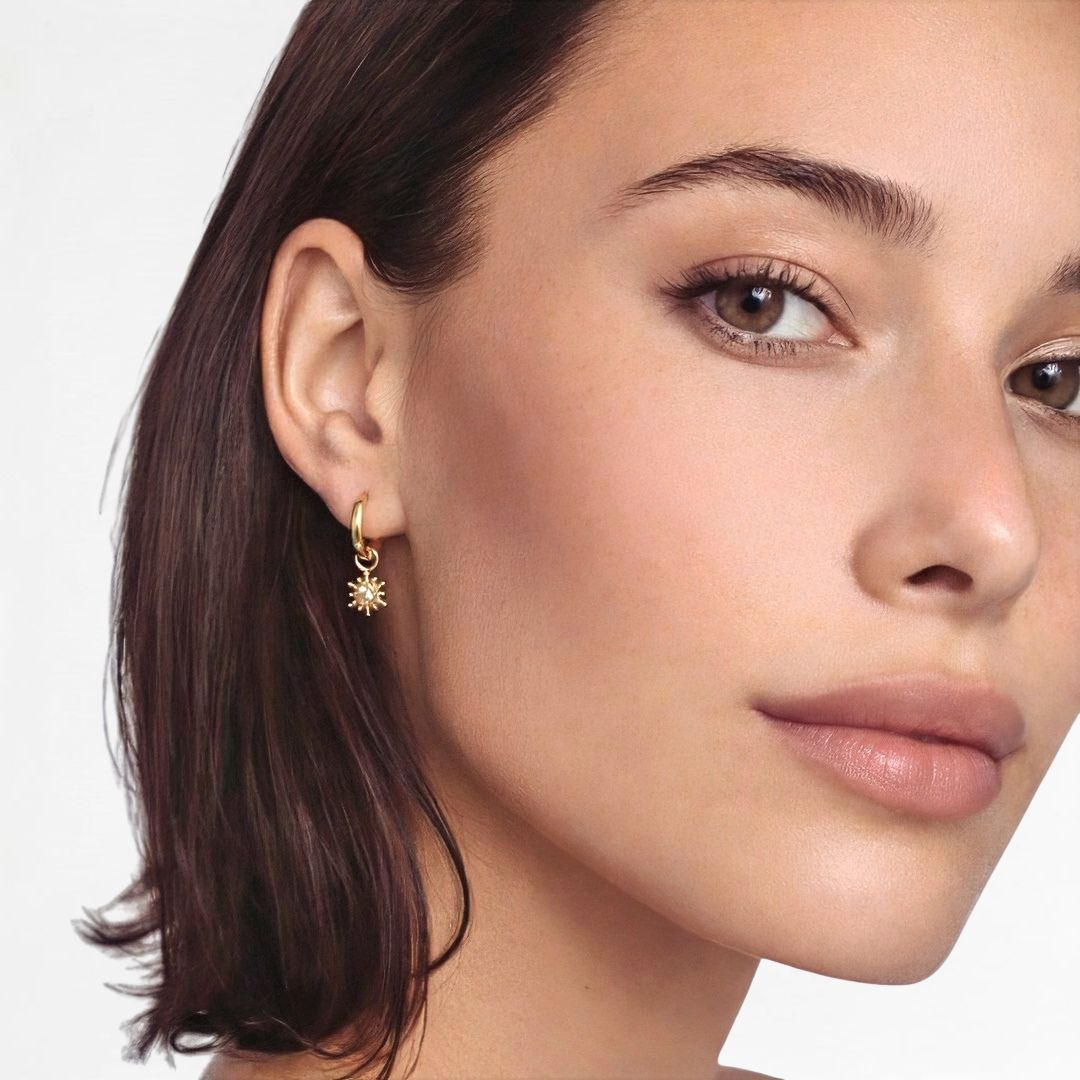 Boucles d'oreilles soleil créoles plaqué or 18K Sun Bellaime 4