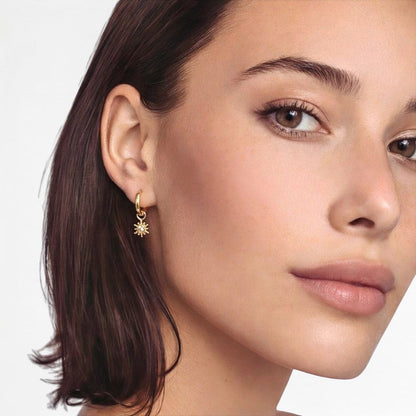 Boucles d'oreilles soleil créoles plaqué or 18K Sun Bellaime 4