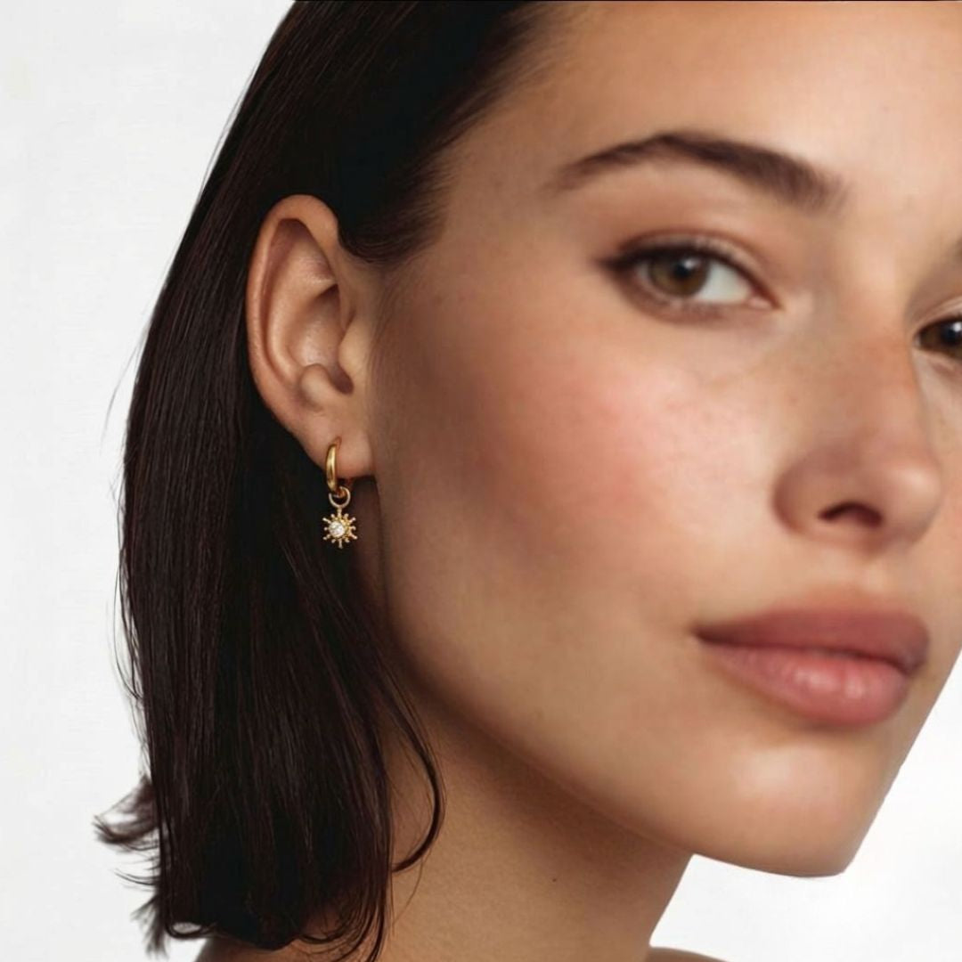 Boucles d'oreilles soleil créoles plaqué or 18K Sun Bellaime 2