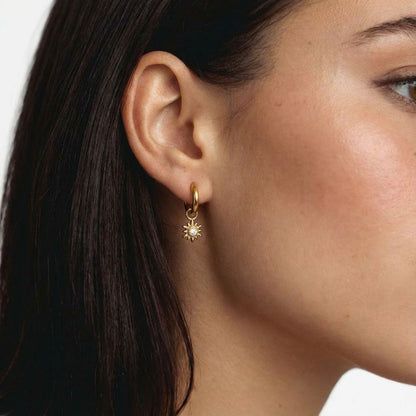 Boucles d'oreilles soleil créoles plaqué or 18K Sun Bellaime 3