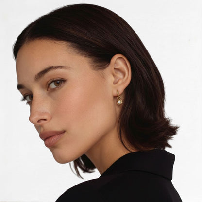 Boucles d'oreilles soleil créoles plaqué or 18K Sun Bellaime 4