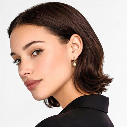 Boucles d'oreilles soleil créoles plaqué or 18K Sun Bellaime 3