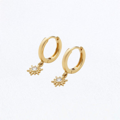 Boucles d'oreilles soleil créoles plaqué or 18K Sun Bellaime 5