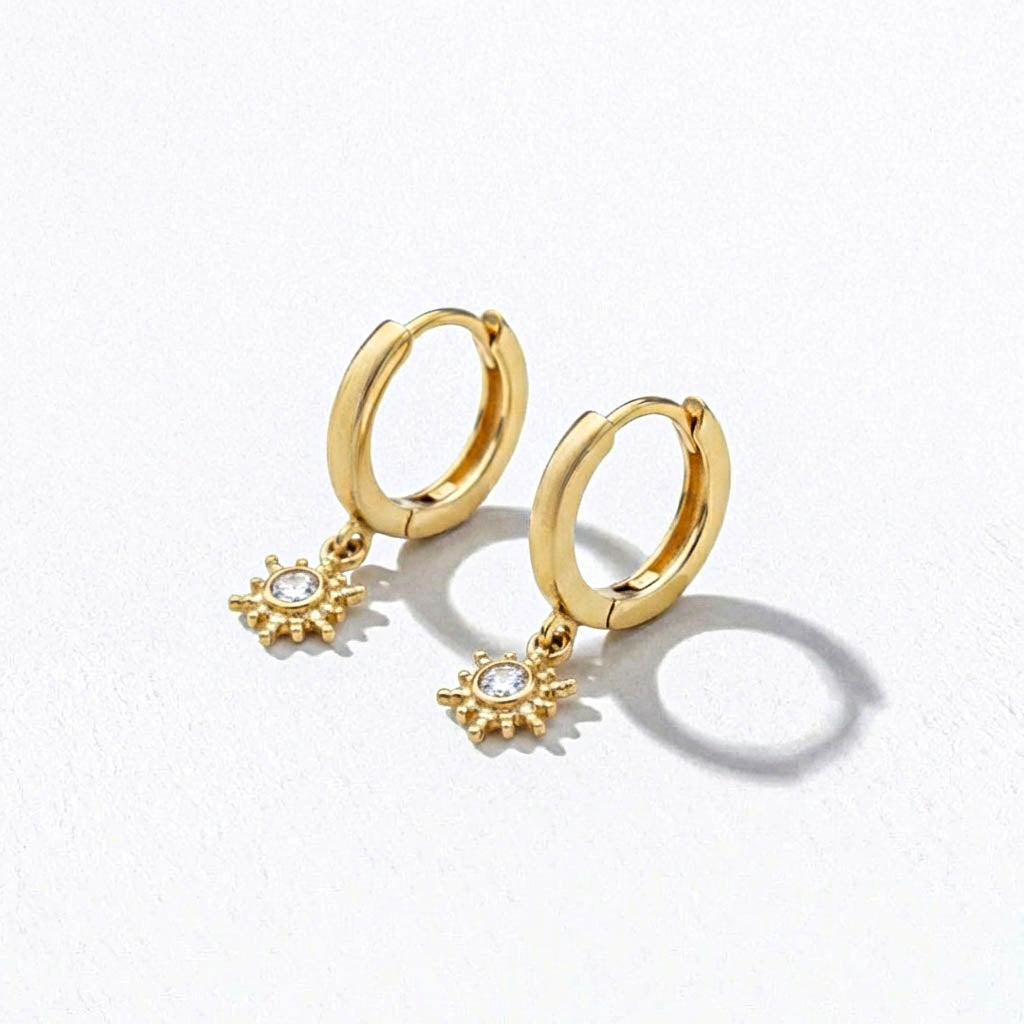 Boucles d'oreilles soleil créoles plaqué or 18K Sun Bellaime 5