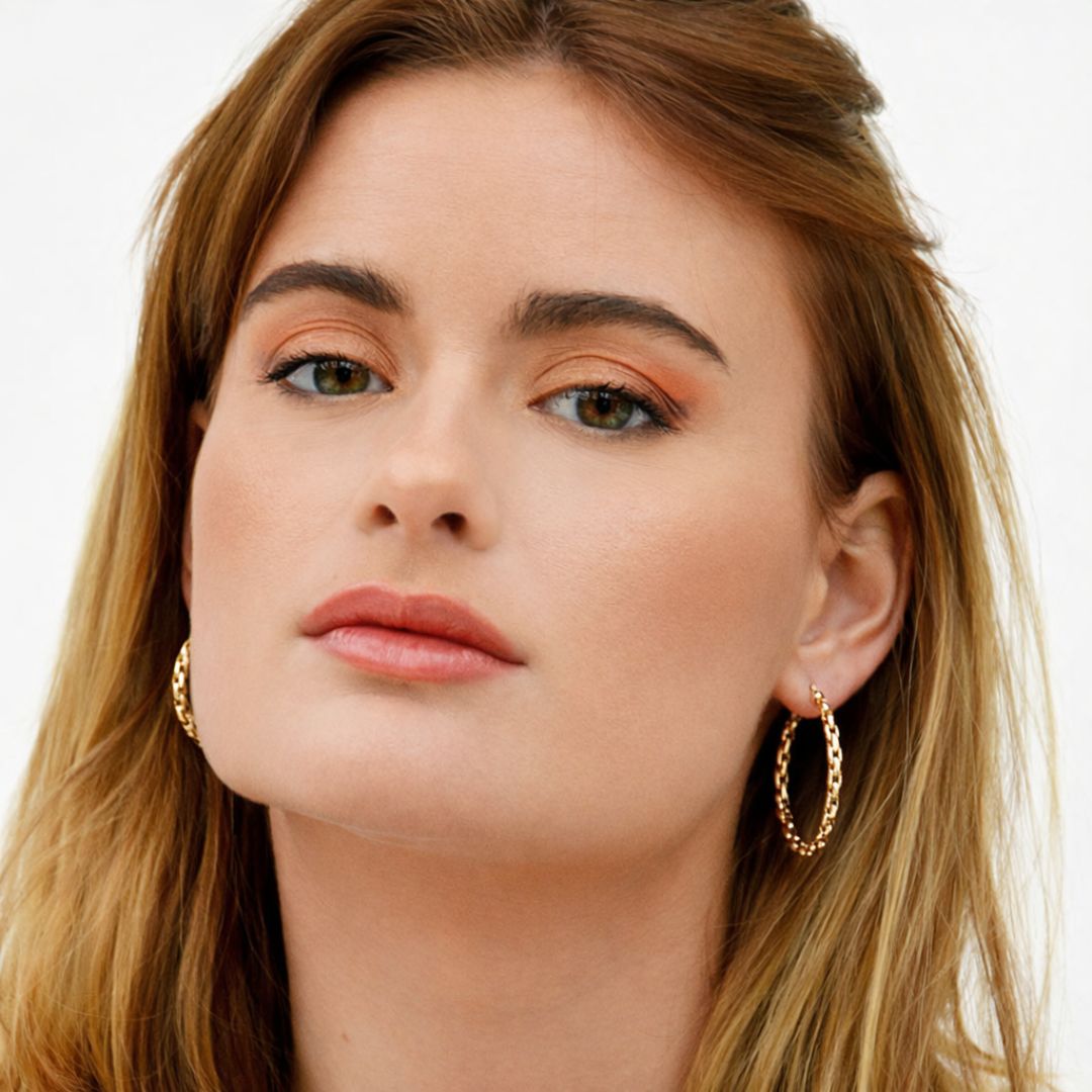 Boucles d'oreilles créoles torsadées plaqué or 18K 3 cm The Fame Bellaime 3