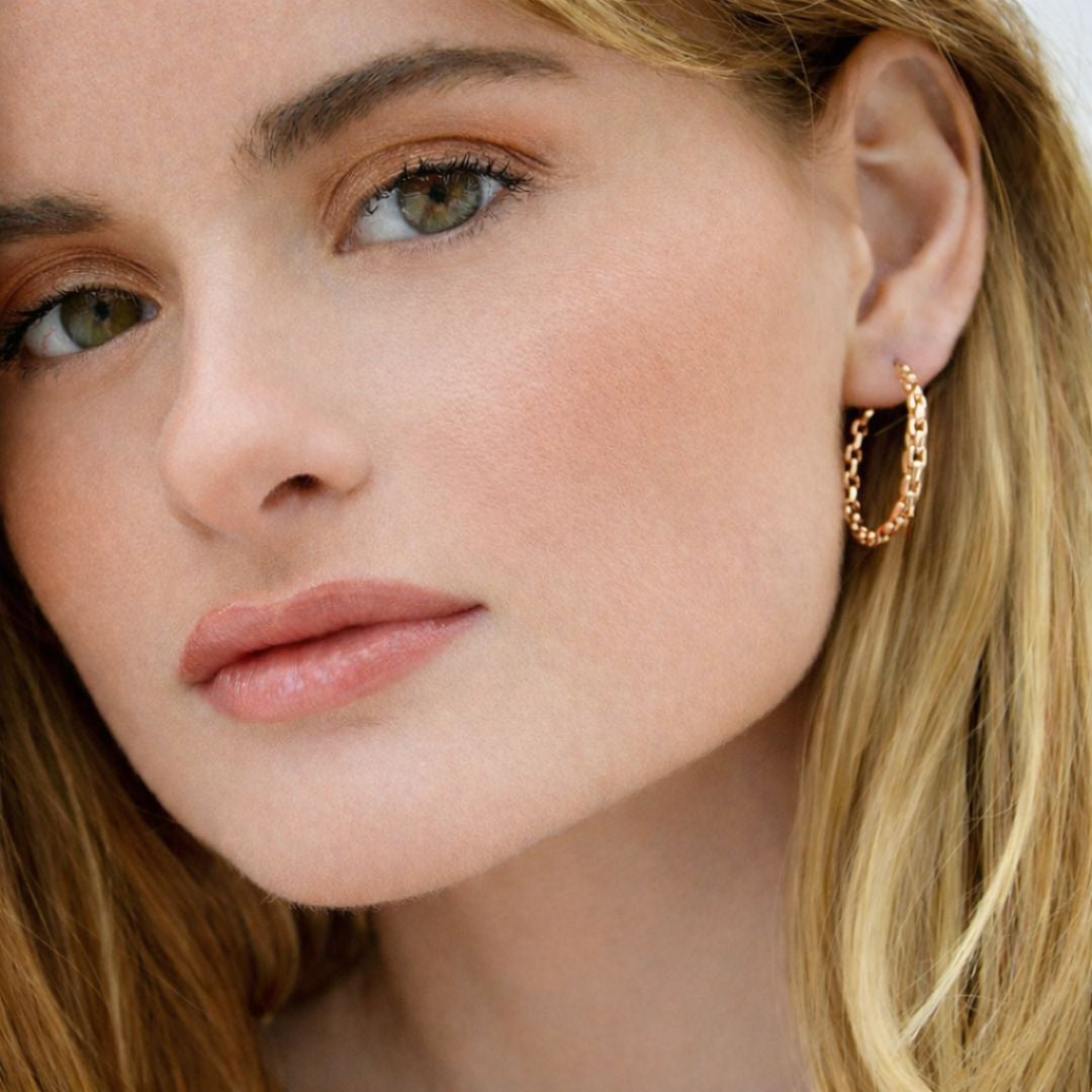 Boucles d'oreilles créoles torsadées plaqué or 18K 3 cm The Fame Bellaime 4