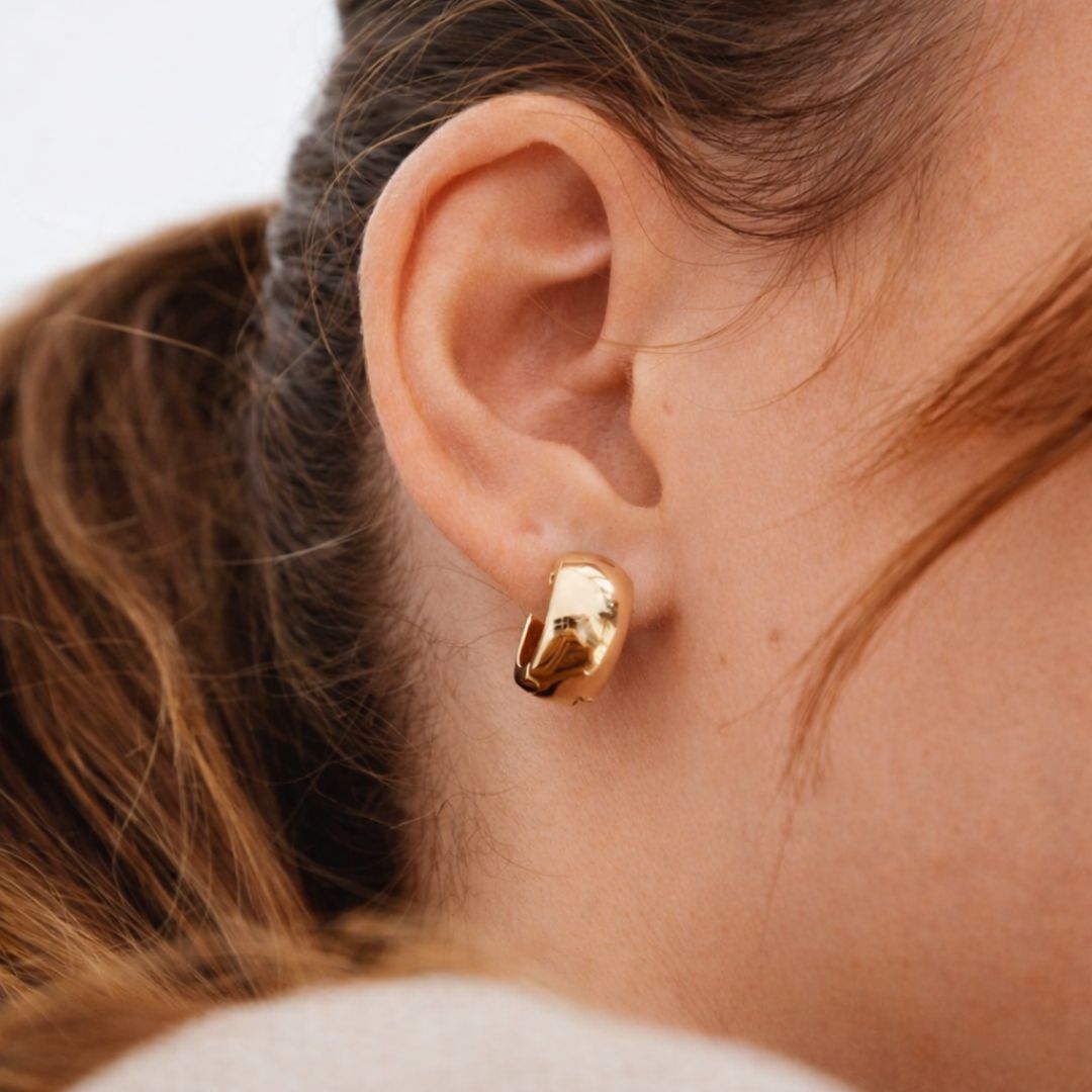 Boucles d'oreilles créoles épaisses plaqué or 18K 2 cm Voulez-Vous Bellaime 3