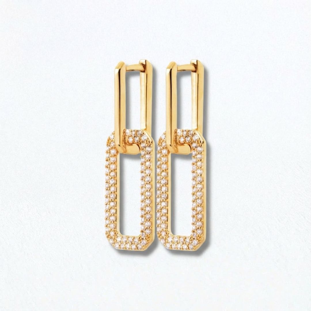 Boucles d'oreilles creole plaqué or 18K zirconium 3 cm Union Bellaime