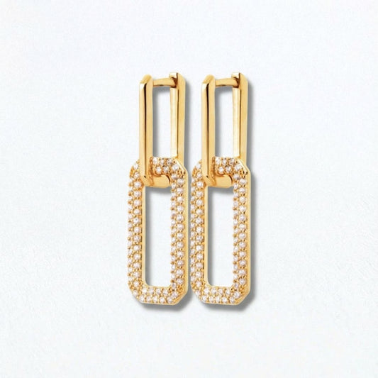 Boucles d'oreilles creole plaqué or 18K zirconium 3 cm Union Bellaime