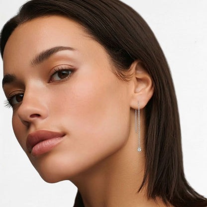 Boucle d'oreille fil argent 925 zirconium The One Bellaime 2