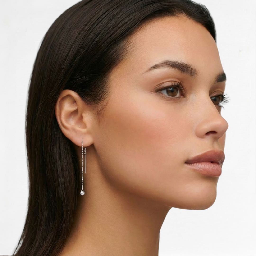 Boucle d'oreille fil argent 925 zirconium The One Bellaime 3