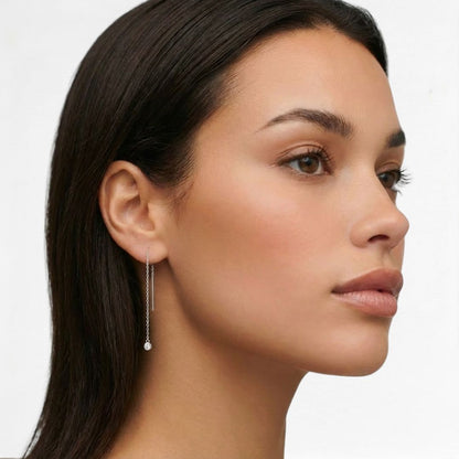 Boucle d'oreille fil argent 925 zirconium The One Bellaime 3