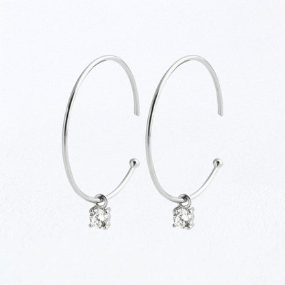 Boucles d'oreilles créoles argent 925 zirconium 3 cm Go Girl Bellaime