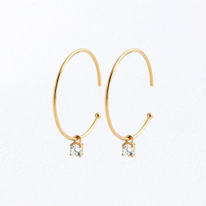 Boucles d'oreilles créoles plaqué or 18K zirconium 3 cm Go Girl Bellaime