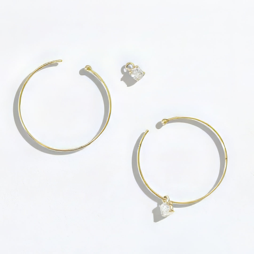 Boucles d'oreilles créoles plaqué or 18K zirconium 3 cm Go Girl Bellaime 5