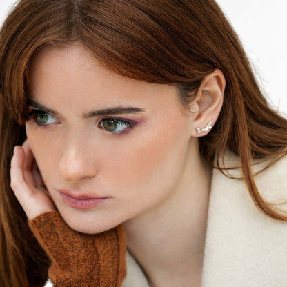 Boucle d'oreille grimpante plaqué or zirconium Ginny Bellaime 2