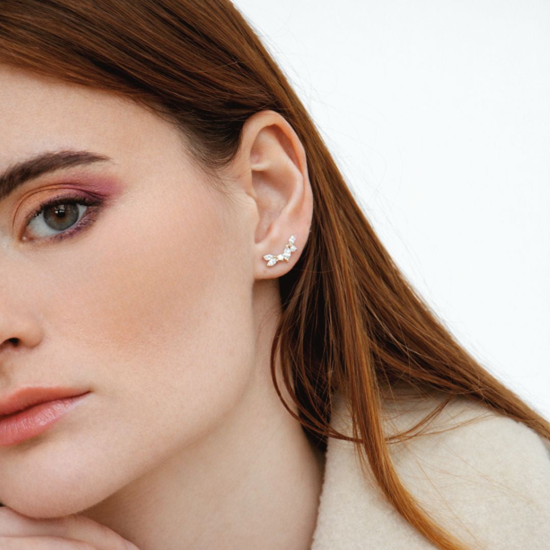 Boucle d'oreille grimpante plaqué or zirconium Ginny Bellaime 3