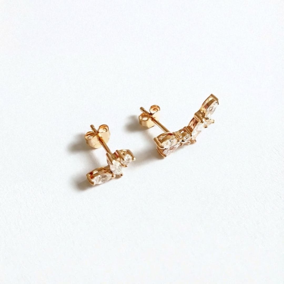 Boucle d'oreille grimpante plaqué or zirconium Ginny Bellaime 5