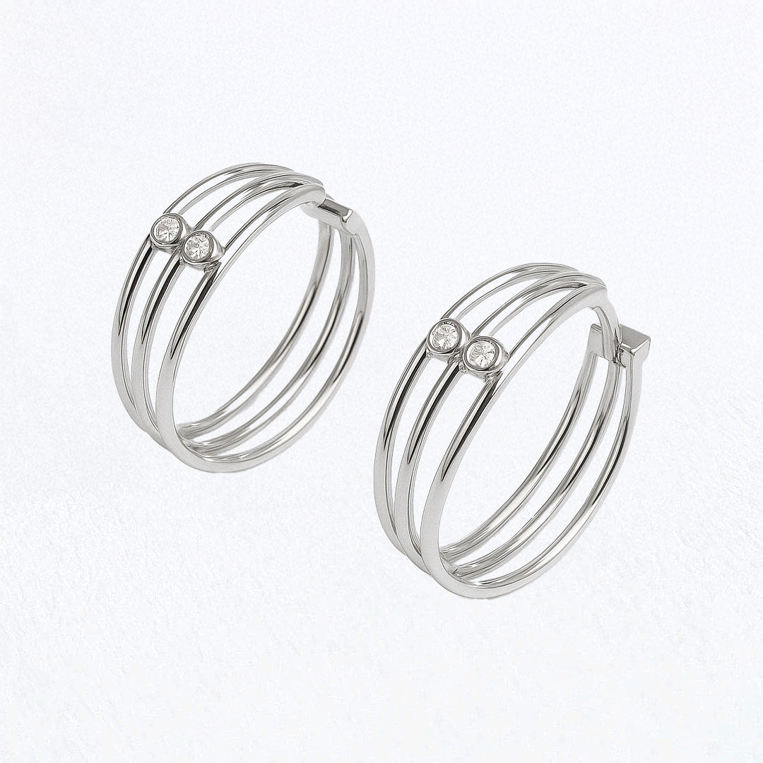 Boucle d'oreille femme créole argent 925 zirconium 2 cm Jonah Bellaime