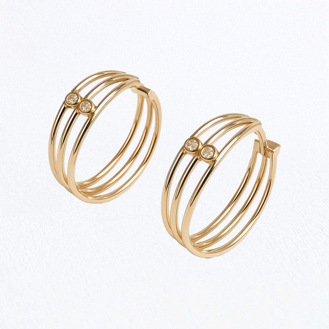 Boucle d'oreille femme créole plaqué or 18k zirconium 2 cm Jonah Bellaime