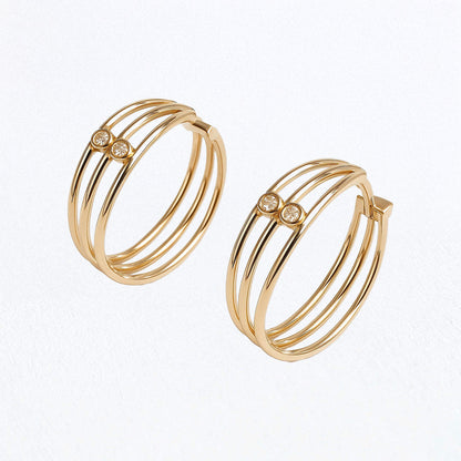 Boucle d'oreille femme créole plaqué or 18k zirconium 2 cm Jonah Bellaime