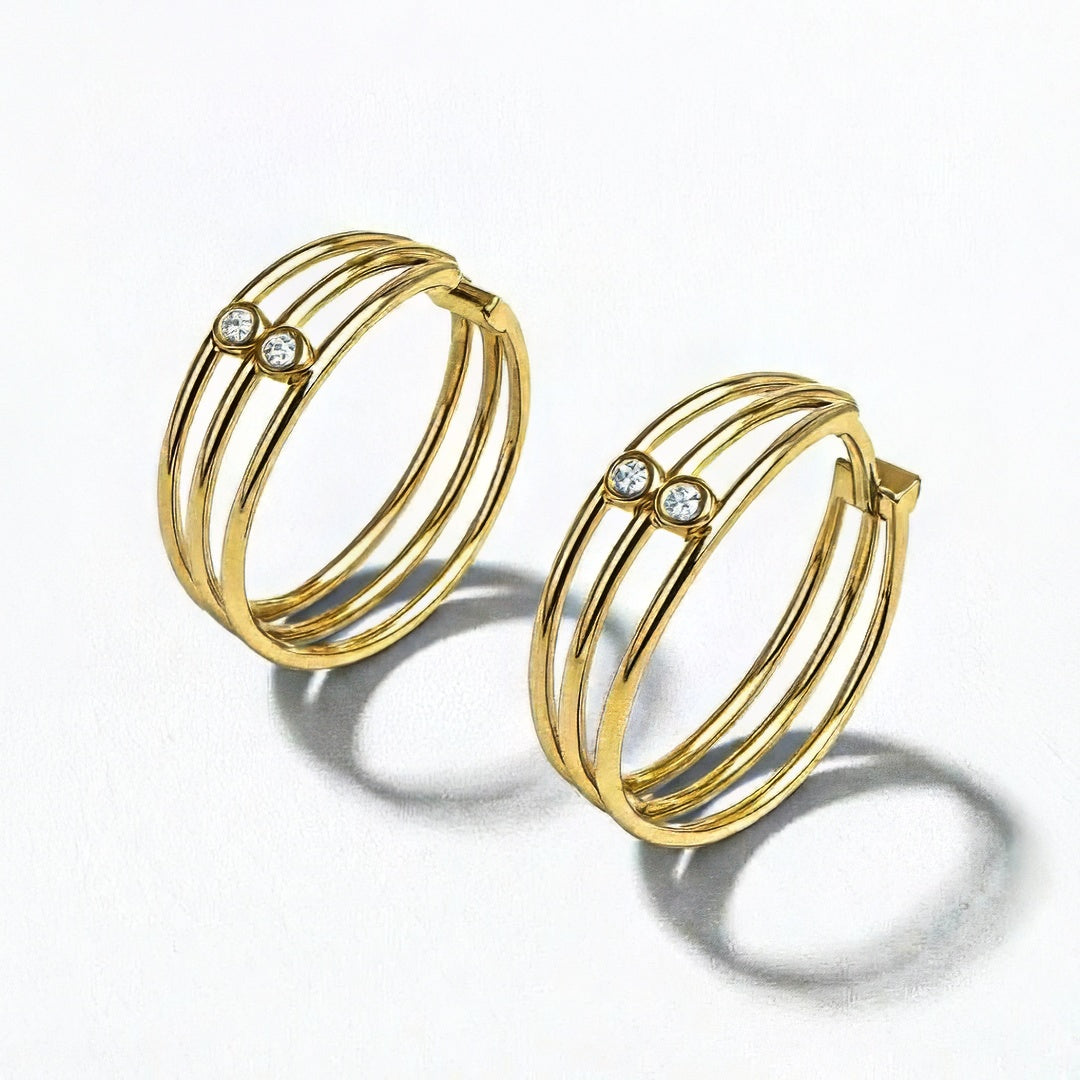 Boucles d'oreilles créoles plaqué or 18k zirconium 2 cm Jonah Bellaime