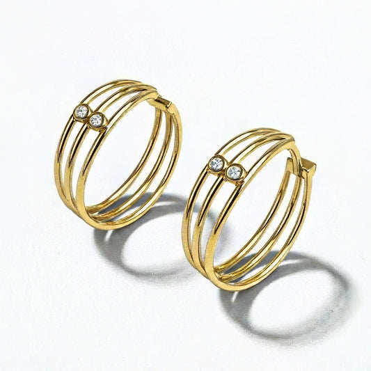 Boucles d'oreilles créoles plaqué or 18k zirconium 2 cm Jonah Bellaime